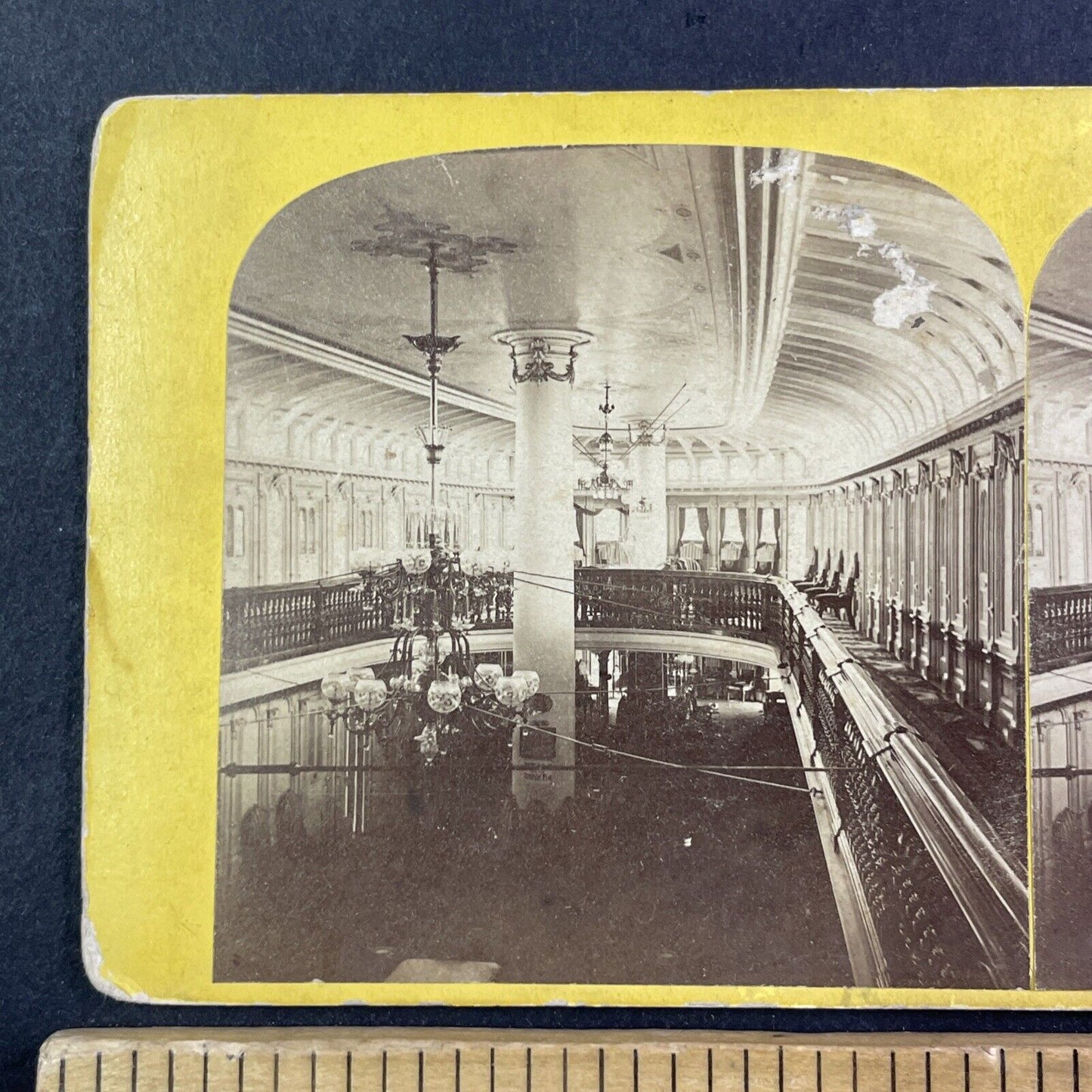 Interior Of Steamer Ship Bristol Stereoview Saloon Lounge Antique c1870 X2720