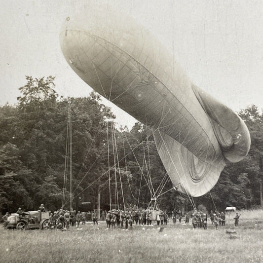 Antique 1916 WW1 German Observation Zeppelin Balloon Stereoview Photo Card P922