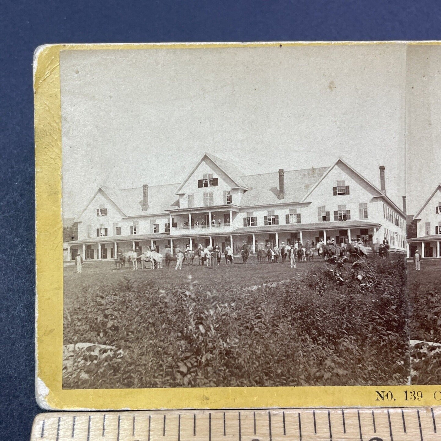 Antique 1870s Crawford House Outdoor Party NH Stereoview Photo Card V1992