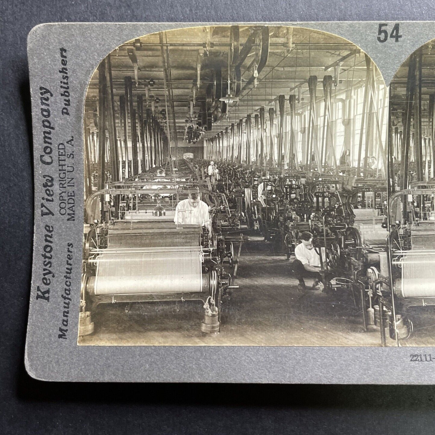 Antique 1909 Silk Factory Paterson New Jersey Stereoview Photo Card P1776