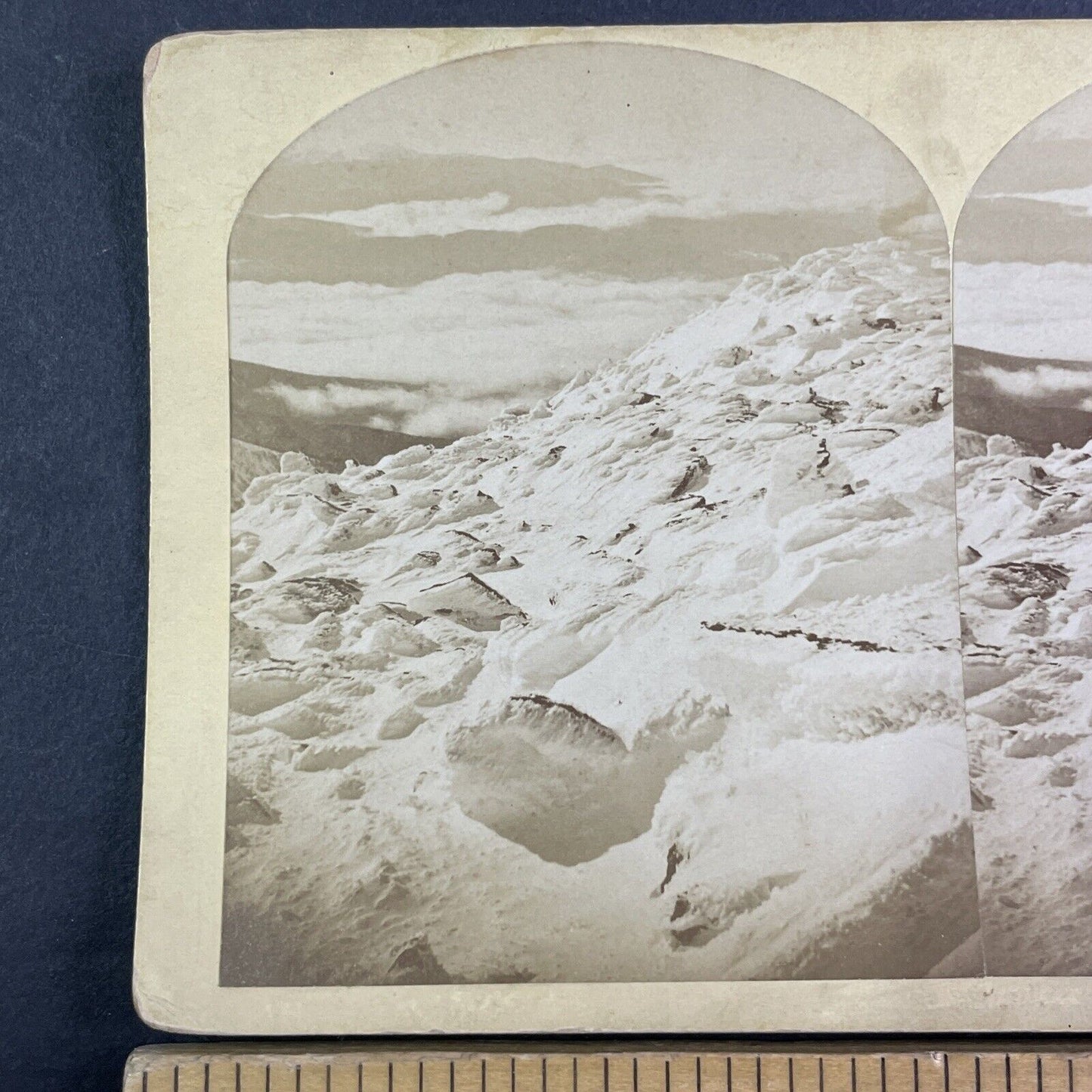 Winter Summit of Mt Washington Stereoview New Hampshire c1877 Y2275