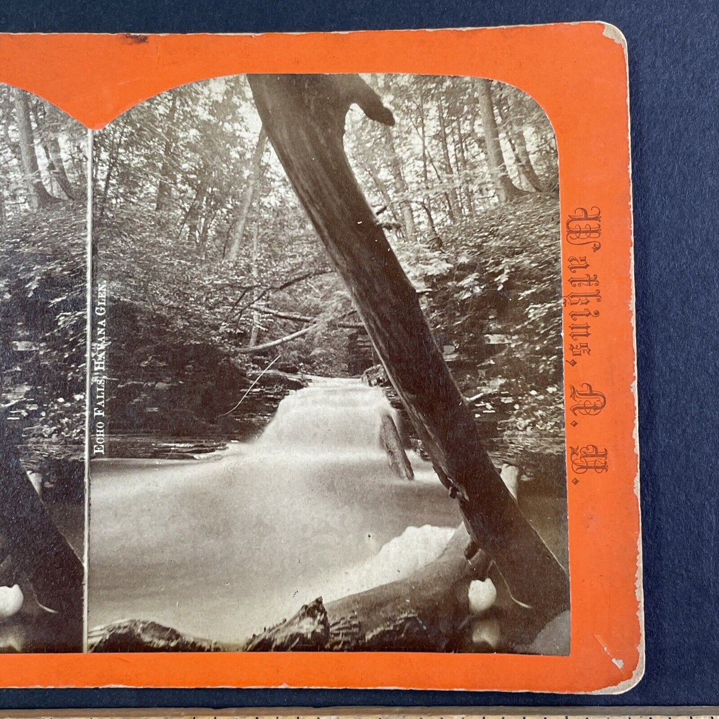 Echo Falls Watkins Glen New York NY Stereoview R.D. Crum Antique c1870 Y1032
