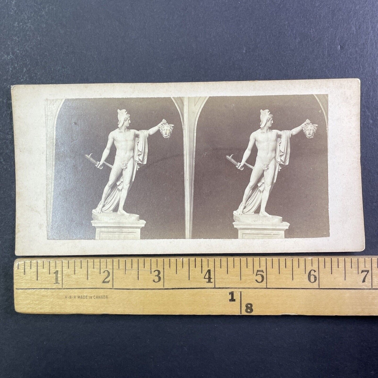 Perseus with Severed Medusa Head Stereoview Antonio Canova Antique c1871 X3563