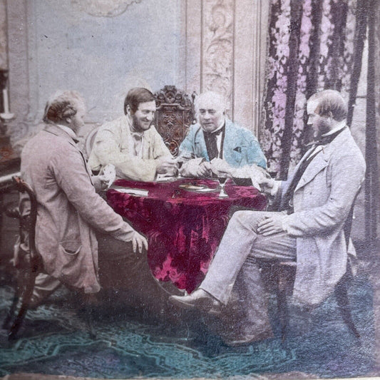 Antique 1880's Poker Game Amongst Wealthy Men Stereoview Photo Card PC807