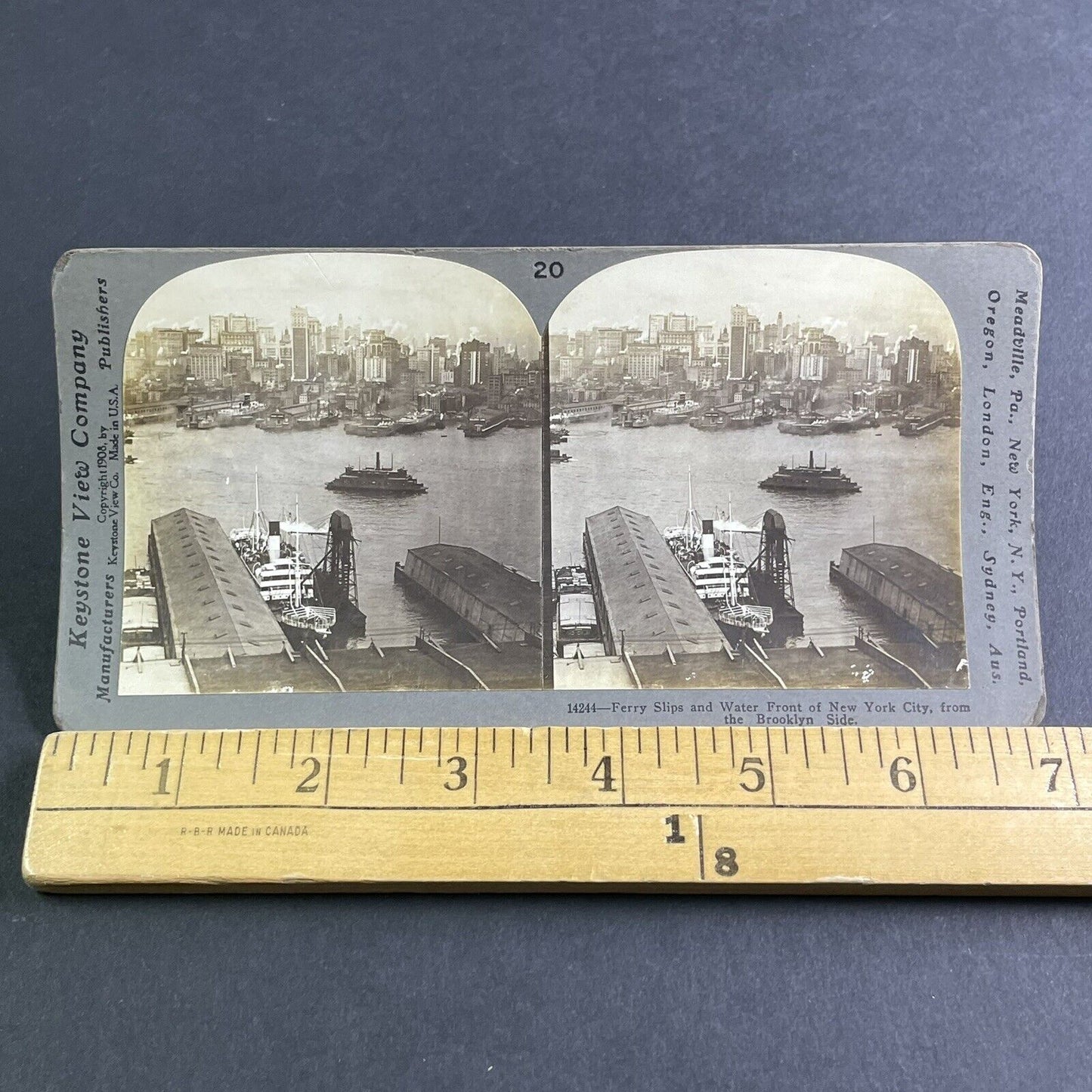 Antique 1908 Lower Manhattan Pier New York City Stereoview Photo Card P2241
