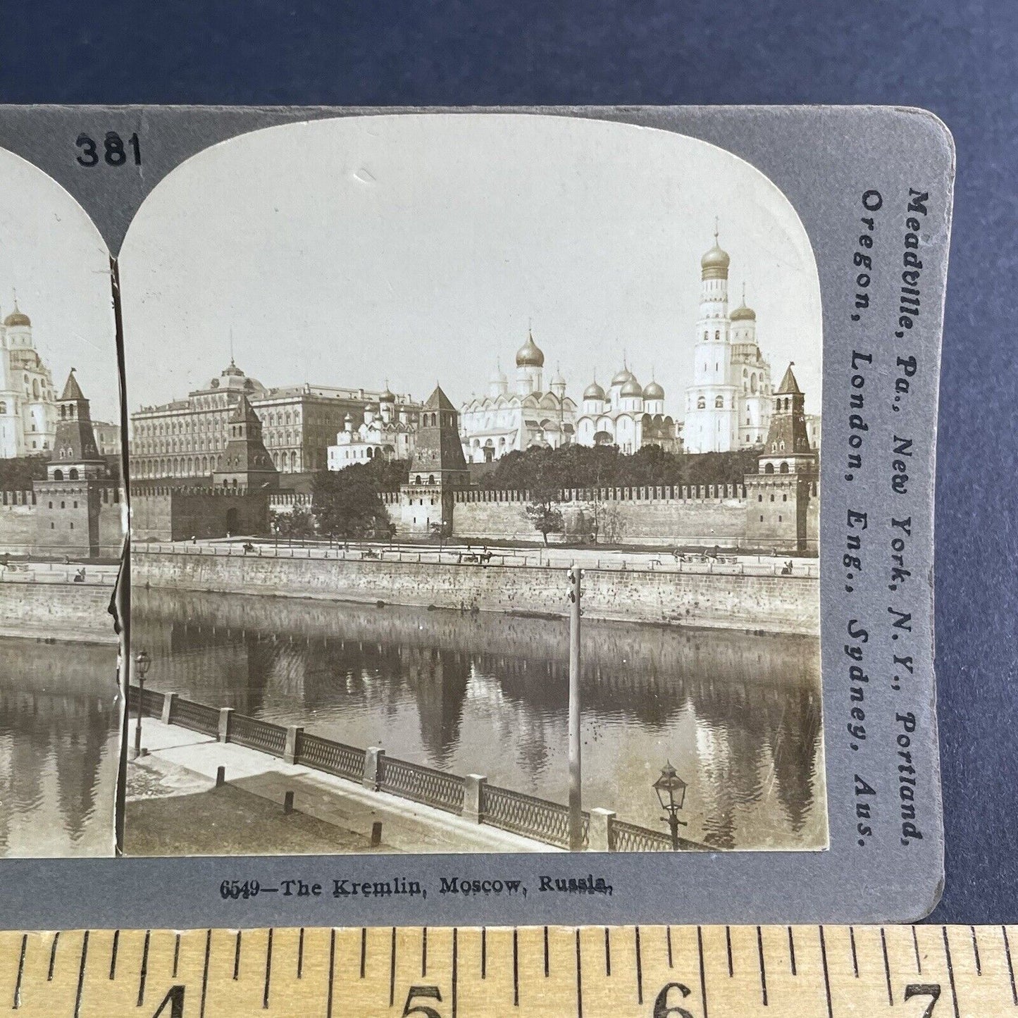 Antique 1905 The Kremlin In Moscow Russia Stereoview Photo Card P2244