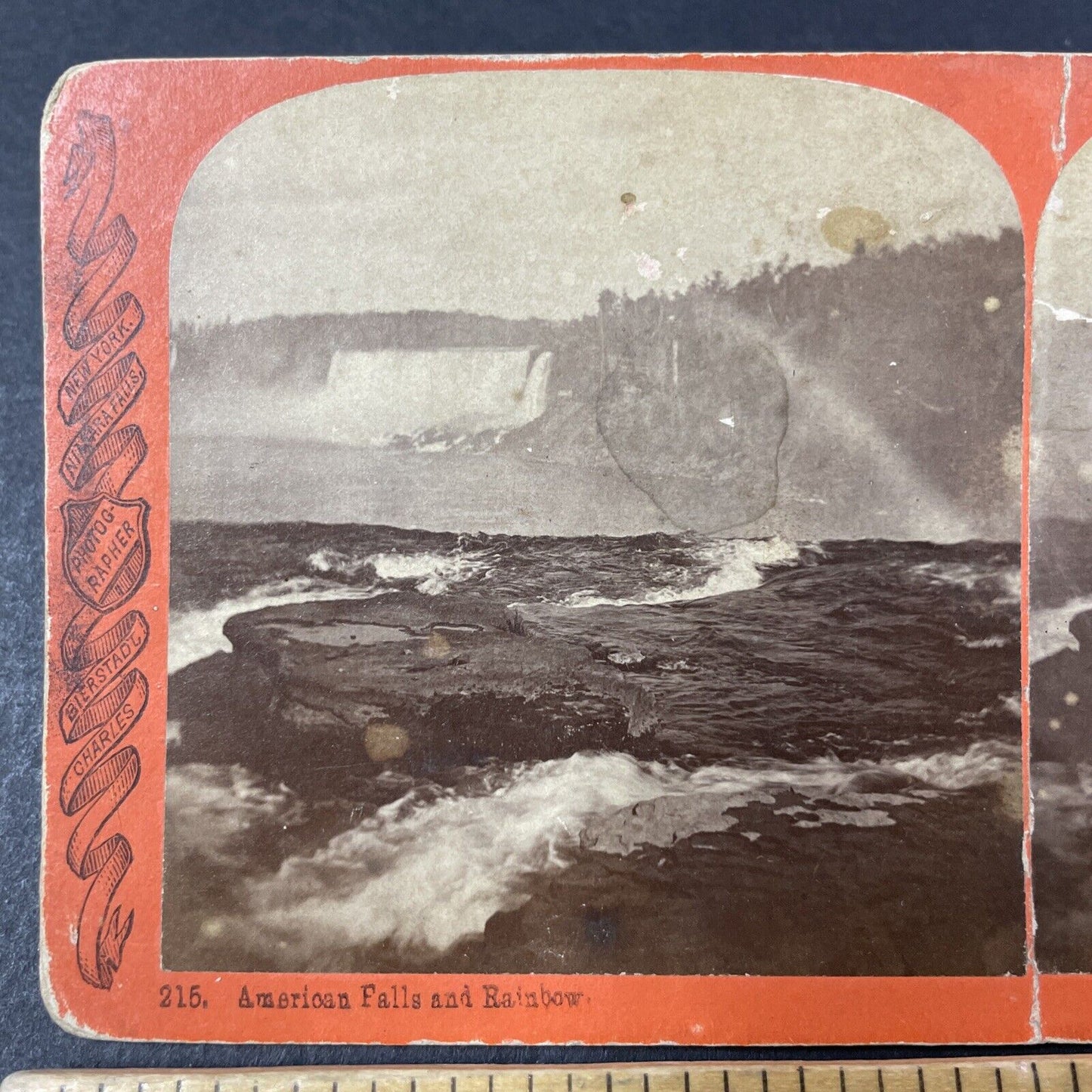 Antique 1870s Top Edge Of Niagara Falls Stereoview Photo Card P2460-20