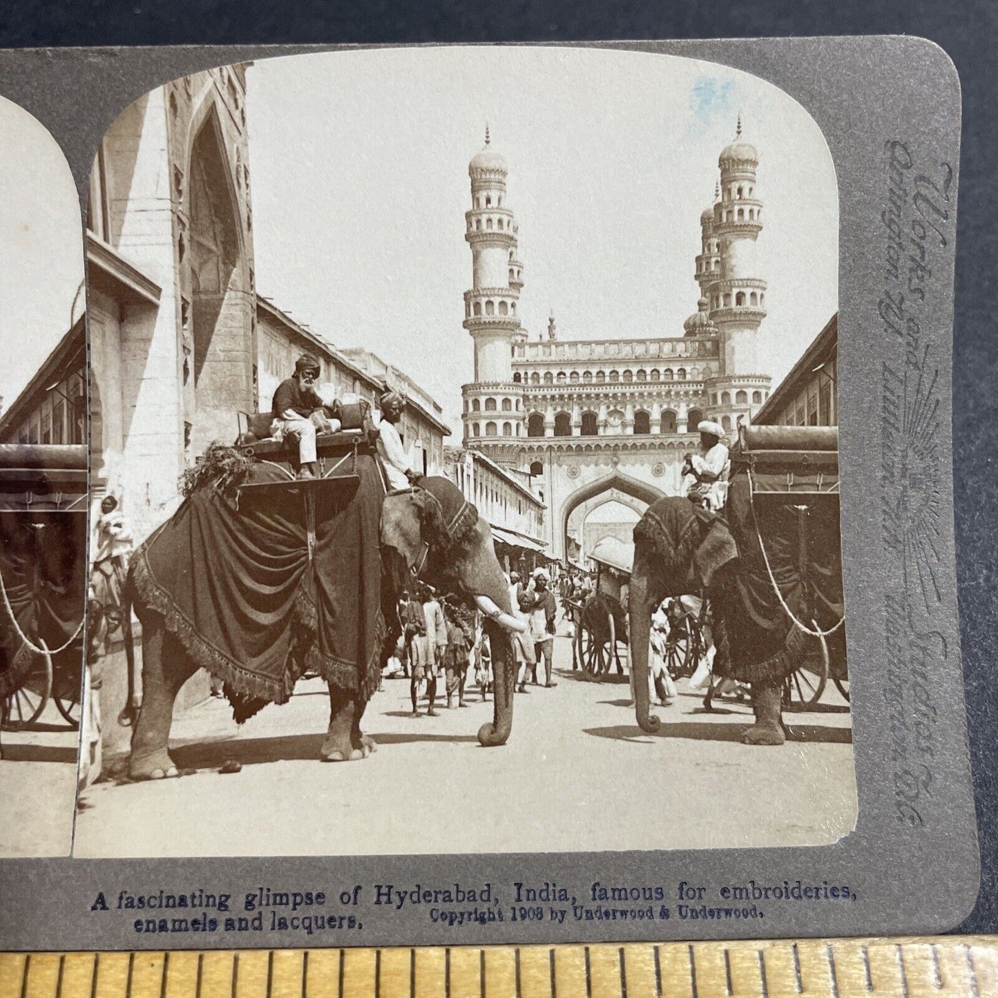 Antique 1903 Man Riding A Huge Elephant In India Stereoview Photo Card P5650
