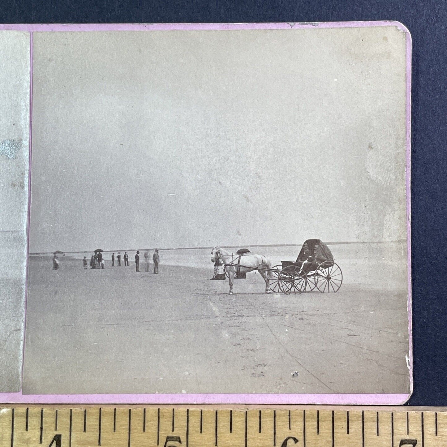 Atlantic City Buggy On Beach Stereoview New Jersey Antique c1869 X2479