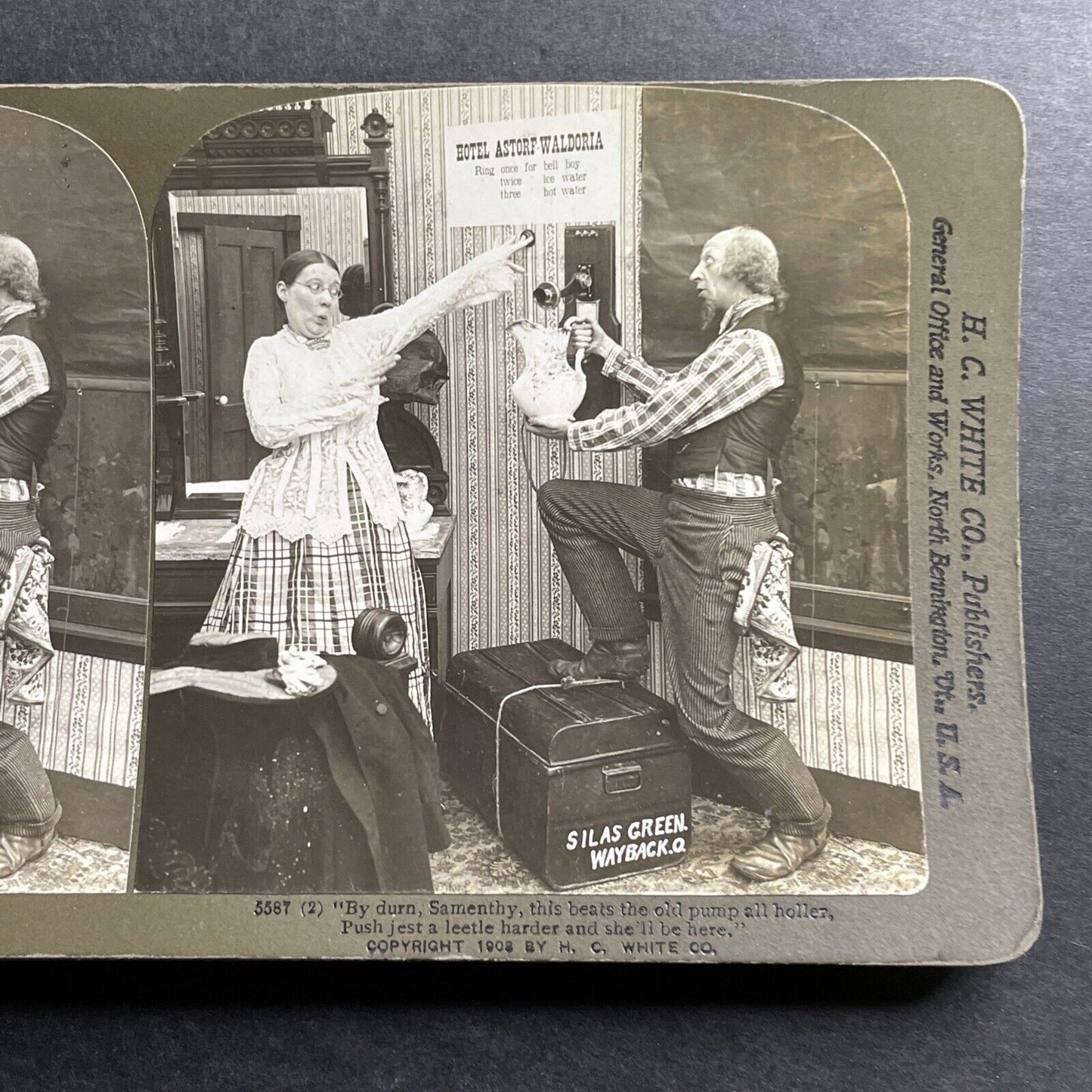 Antique 1903 Waldorf-Astoria Parody Comedy Sketch Stereoview Photo Card P1478