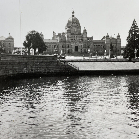 Antique 1905 Harbour Parliament Buildings Victoria BC Stereoview Photo Card P893