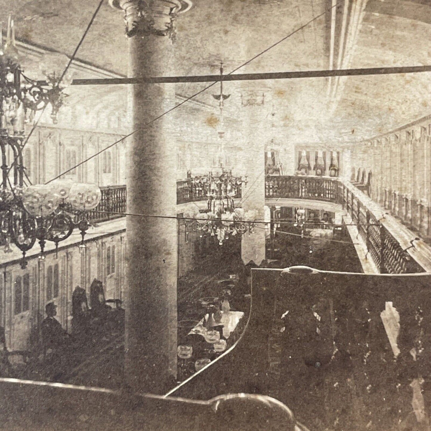 Saloon Of The Steamship Bristol Steamer Ship Stereoview Antique c1870 X2758