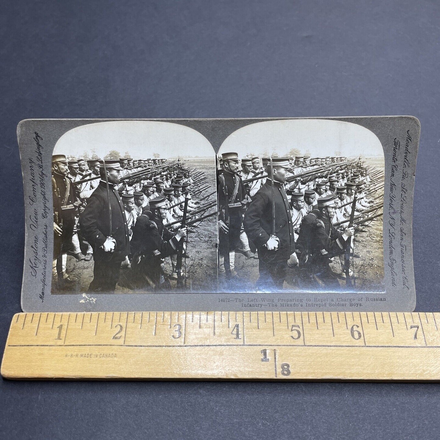 Antique 1904 Japanese Infantry Russia Battlefield Stereoview Photo Card P1958