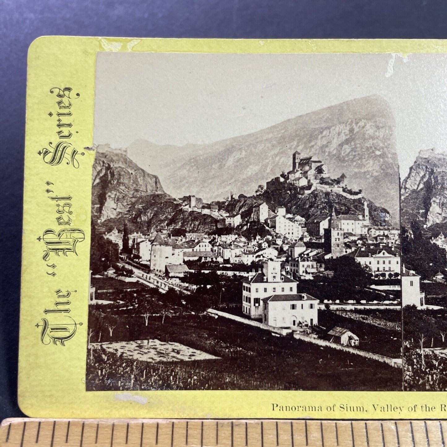 Antique 1870s Valley Of The Rhone Switzerland Stereoview Photo Card P4034