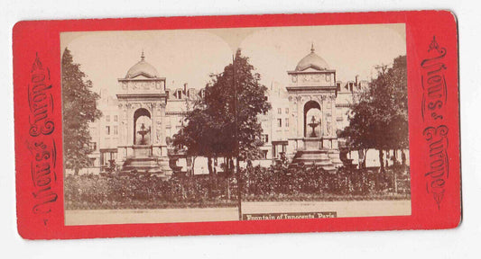 Antique 1870s Fountain Of Innocents Paris, France Photo Card Stereo Card P205