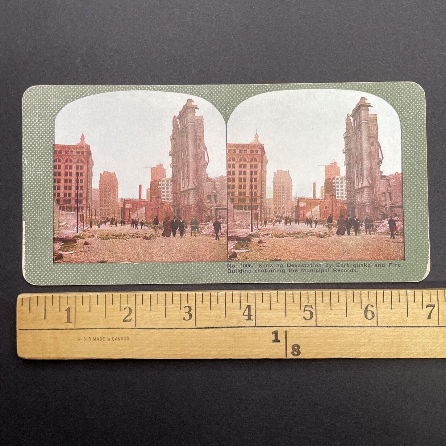 Antique 1910s San Francisco Earthquake Downtown Stereoview Photo Card 2300-06