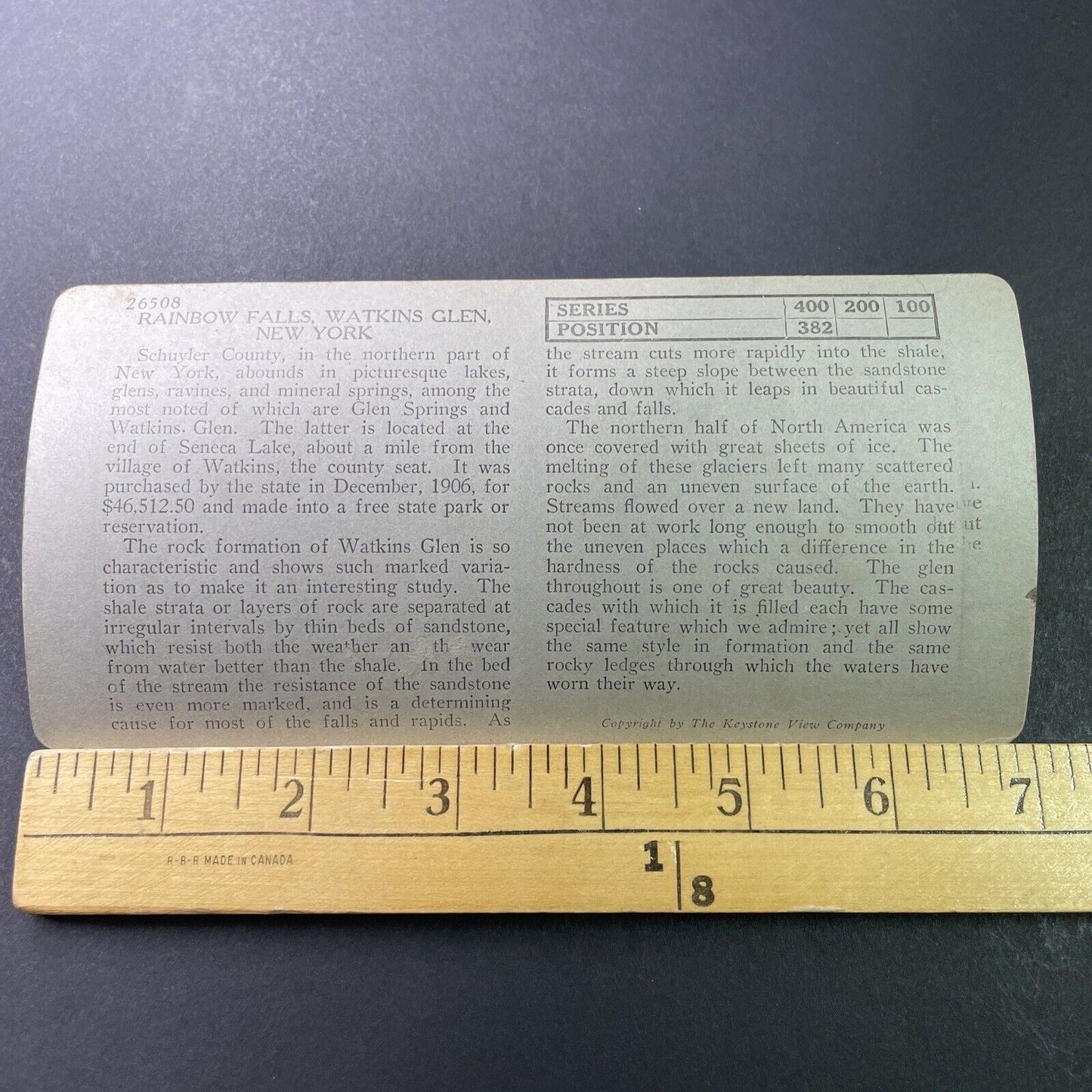 Antique 1910s Caverns At Watkins Glen New York Stereoview Photo Card P3282