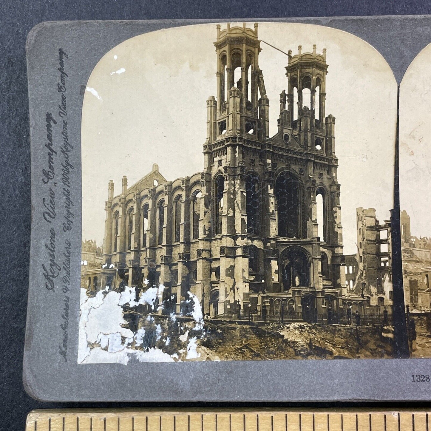 Burned Out Jewish Synagogue Stereoview San Francisco Antique c1906 Y494