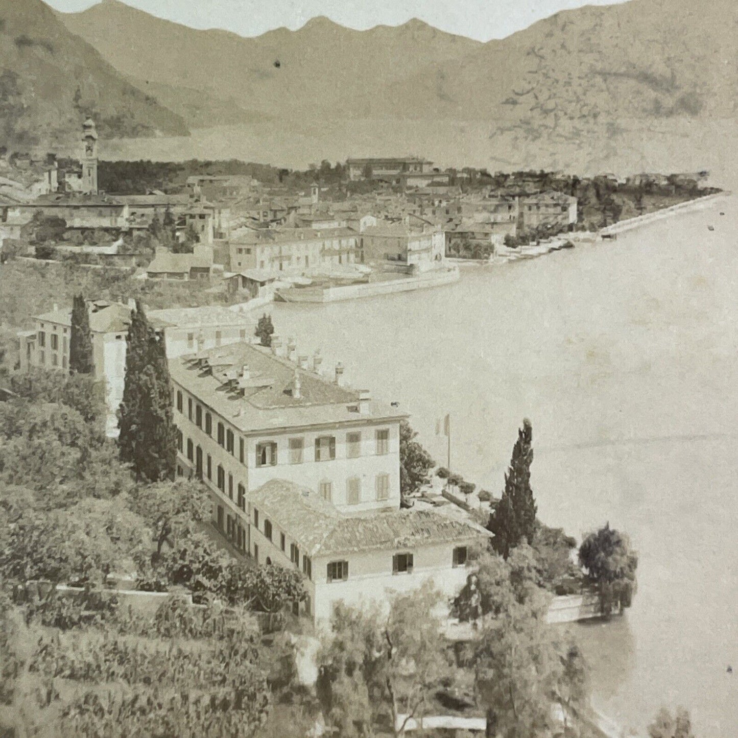 Lake Como Menaggio Italy Stereoview Lombardy Region Antique c1875 X3237