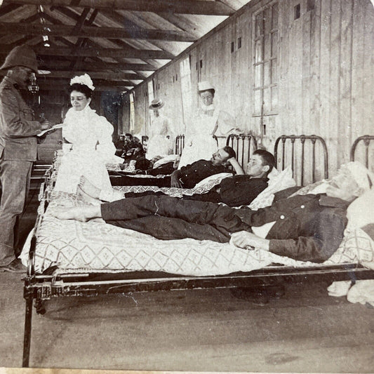 Antique 1900 Injured Boer War Soldiers In Hospital Stereoview Photo Card P5552