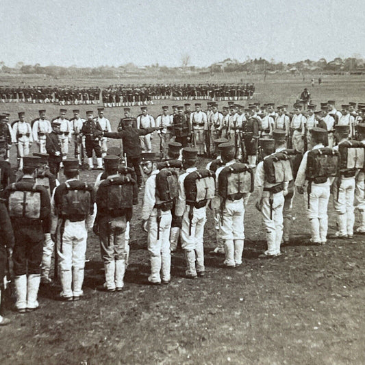 Antique 1904 Very Disciplined Japan Soldiers Army Stereoview Photo Card P1820