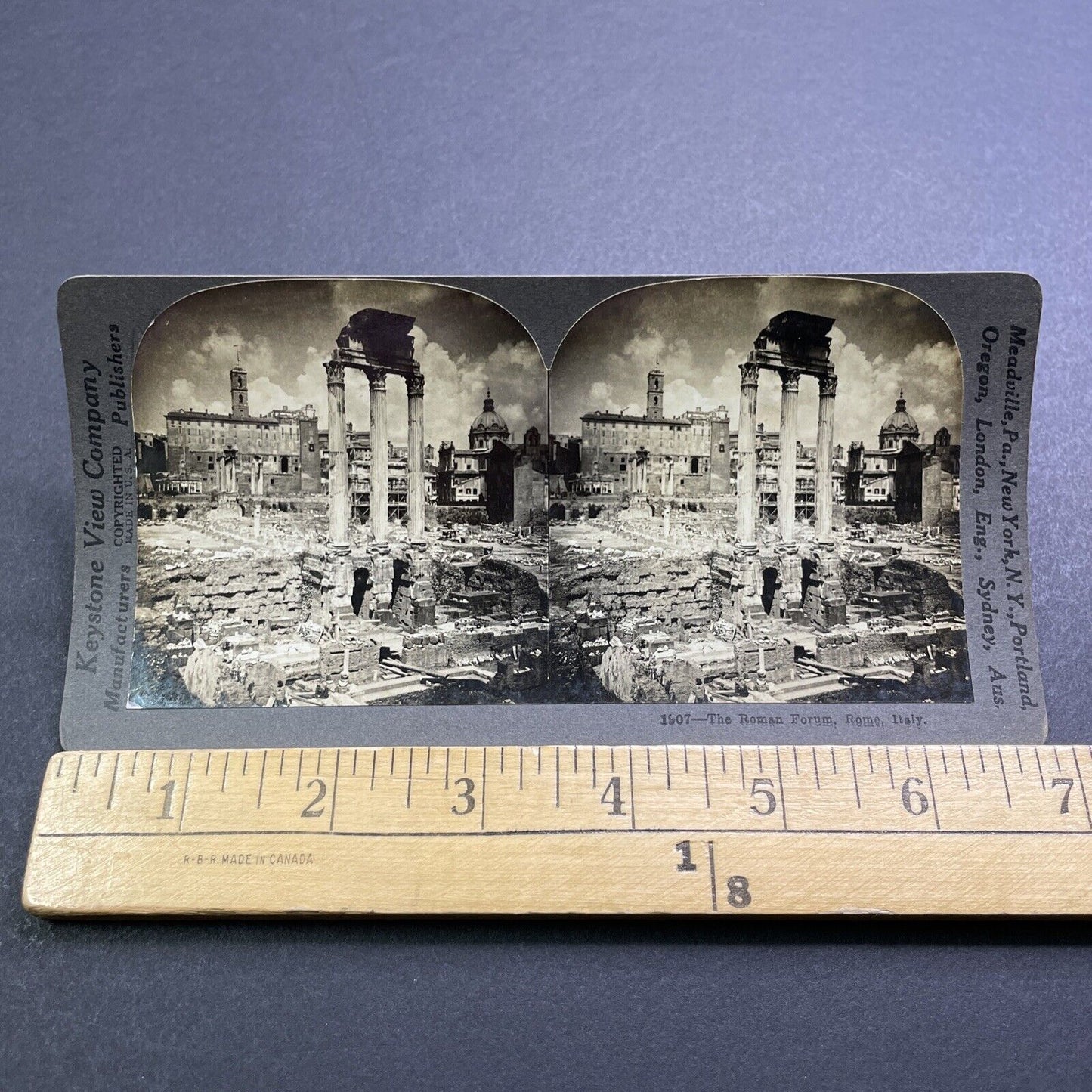 Antique 1909 The Roman Forum Rome Italy Stereoview Photo Card V2857