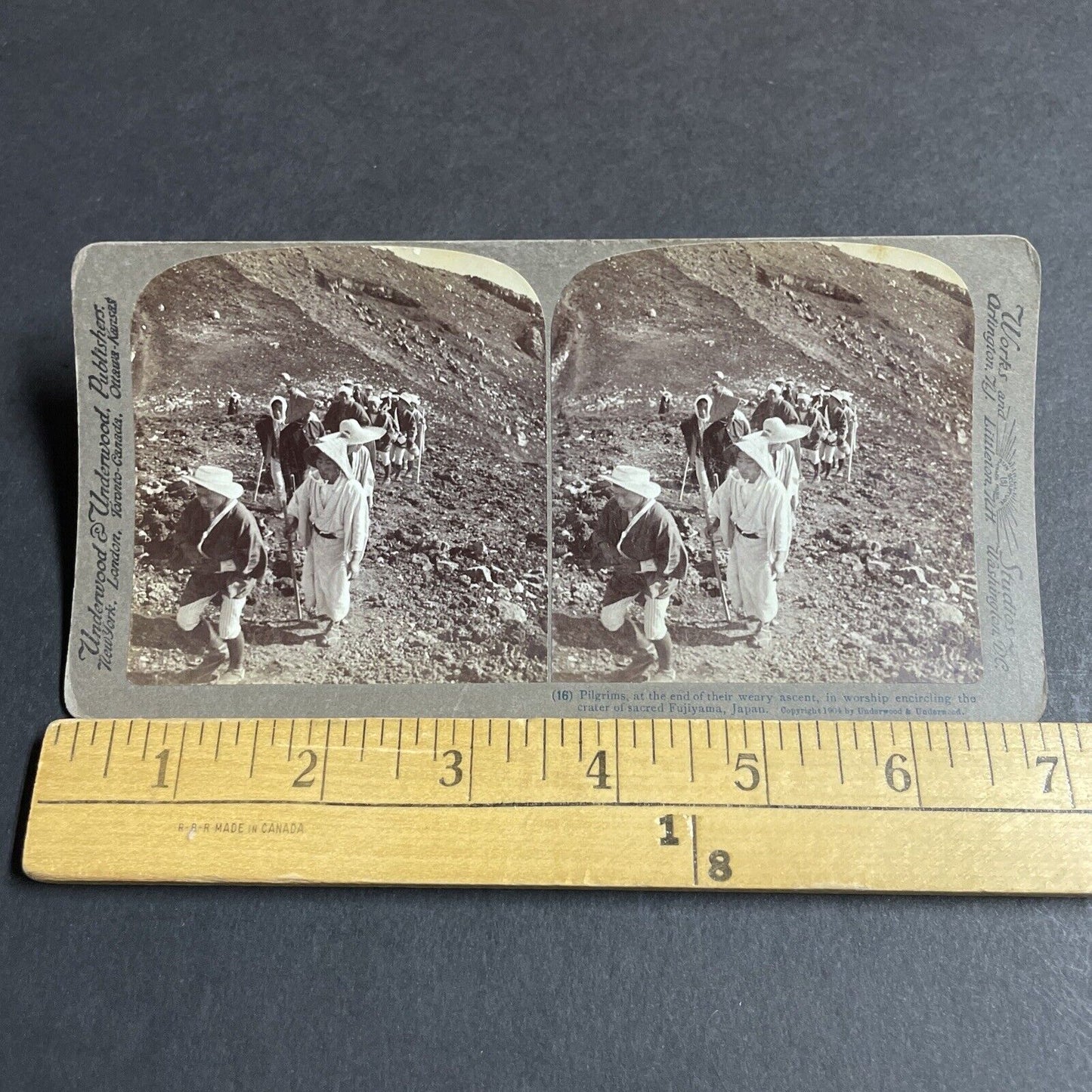 Antique 1904 Japanese Climb Mount Fuji Crater Japan Stereoview Photo Card P4244