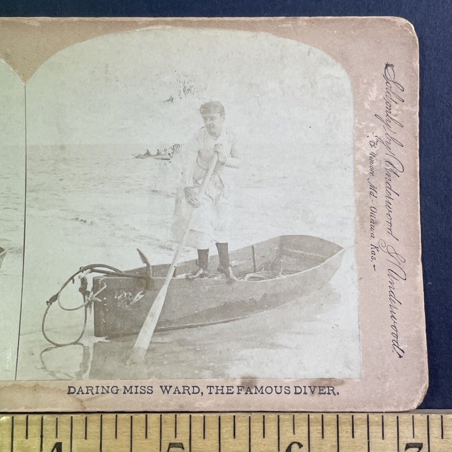 Maggie Ward Champion Diver Stereoview Coney Island NY Antique c1889 X1834