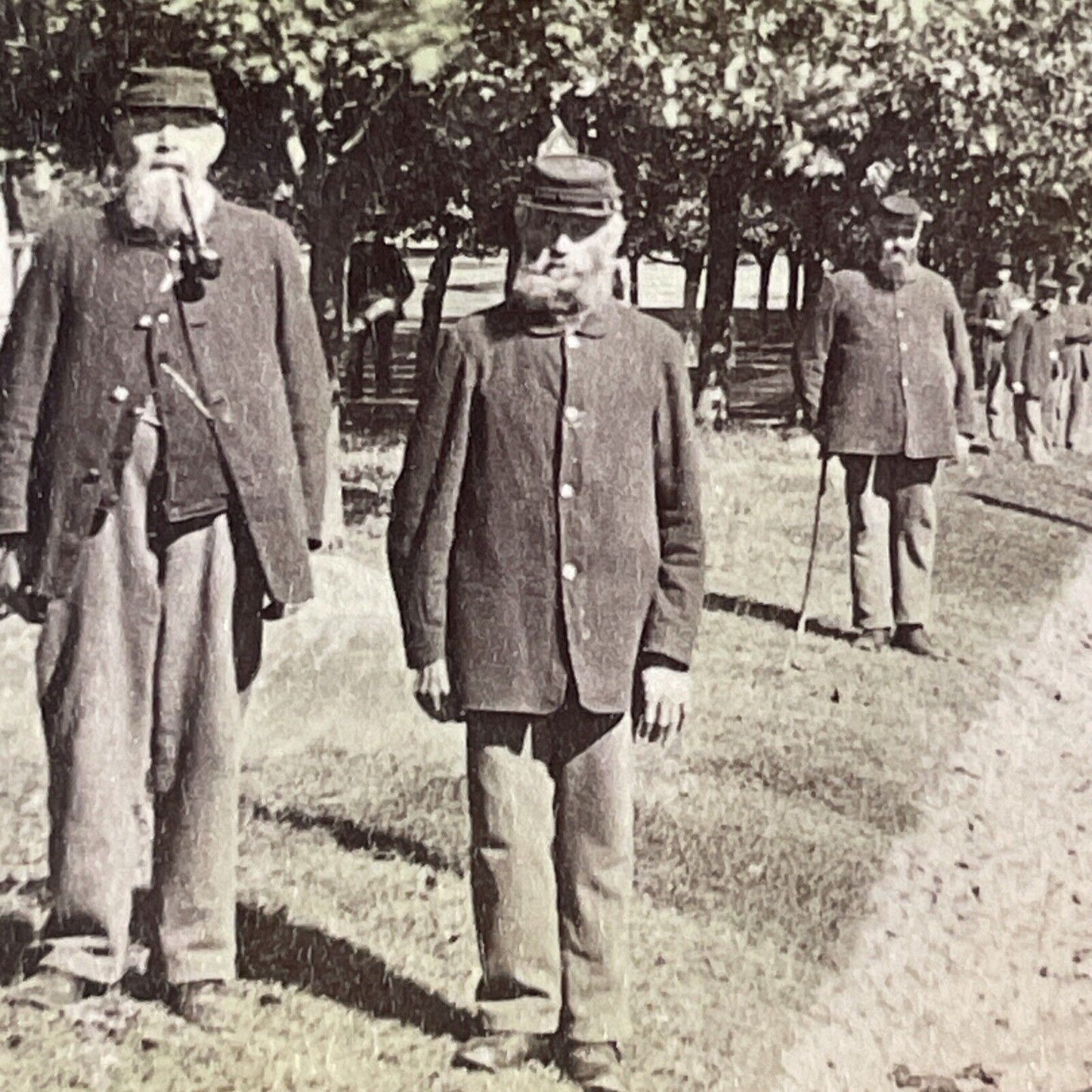 Union Civil War Veterans in Uniform Stereoview Dayton Ohio c1884 X3850