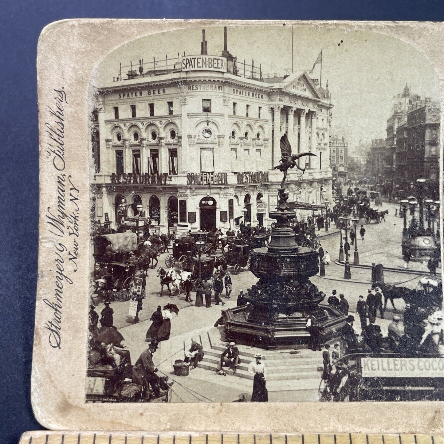 Antique 1891 Spaten Beer Restaurant London England Stereoview Photo Card P3773