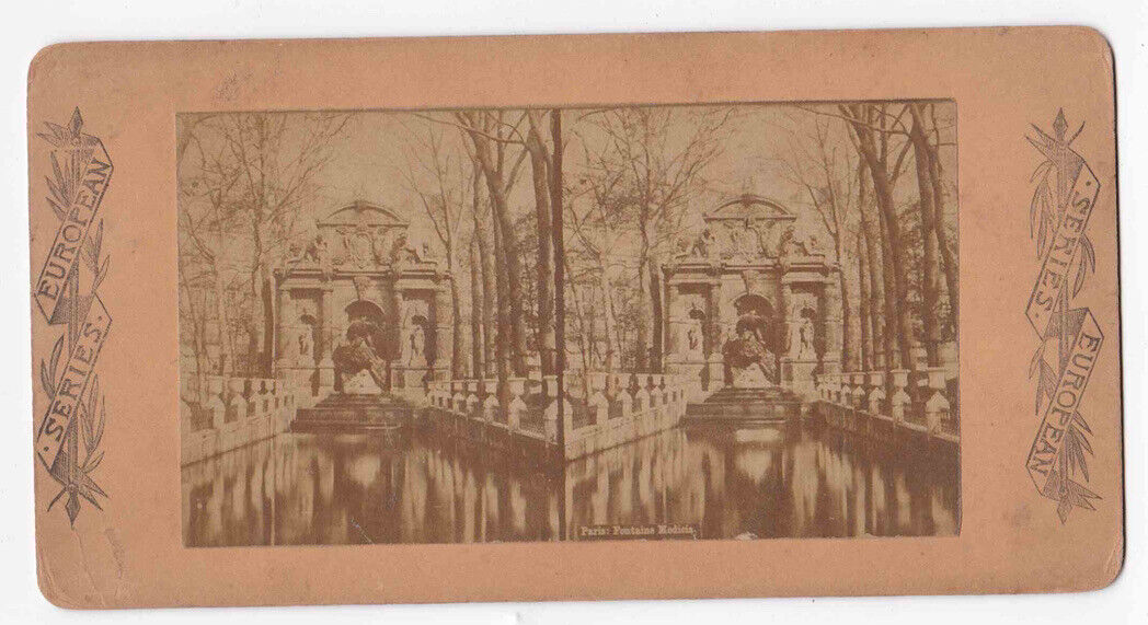 Antique 1880s Medici Fountain Garden Of Luxembourg Paris France Stereo Card P280