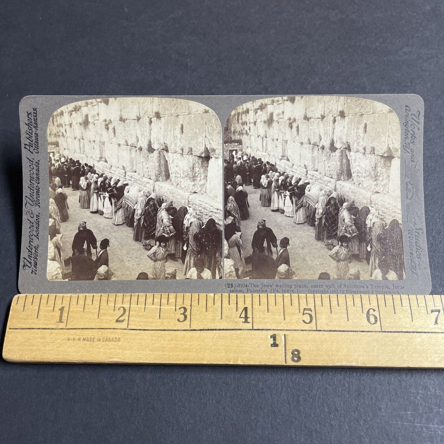 Antique 1897 Jewish Women Praying At Wailing Wall Stereoview Photo Card P4481