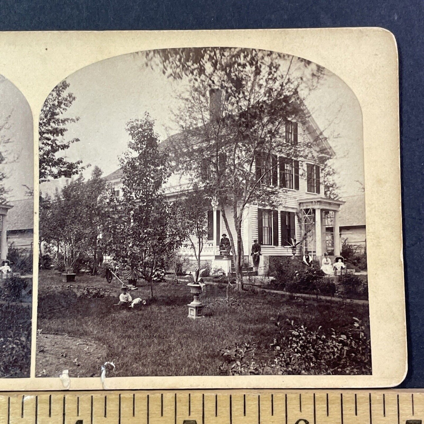 Franklin Pierce Manse Stereoview Concord NH Photo Card Antique c1870s X898