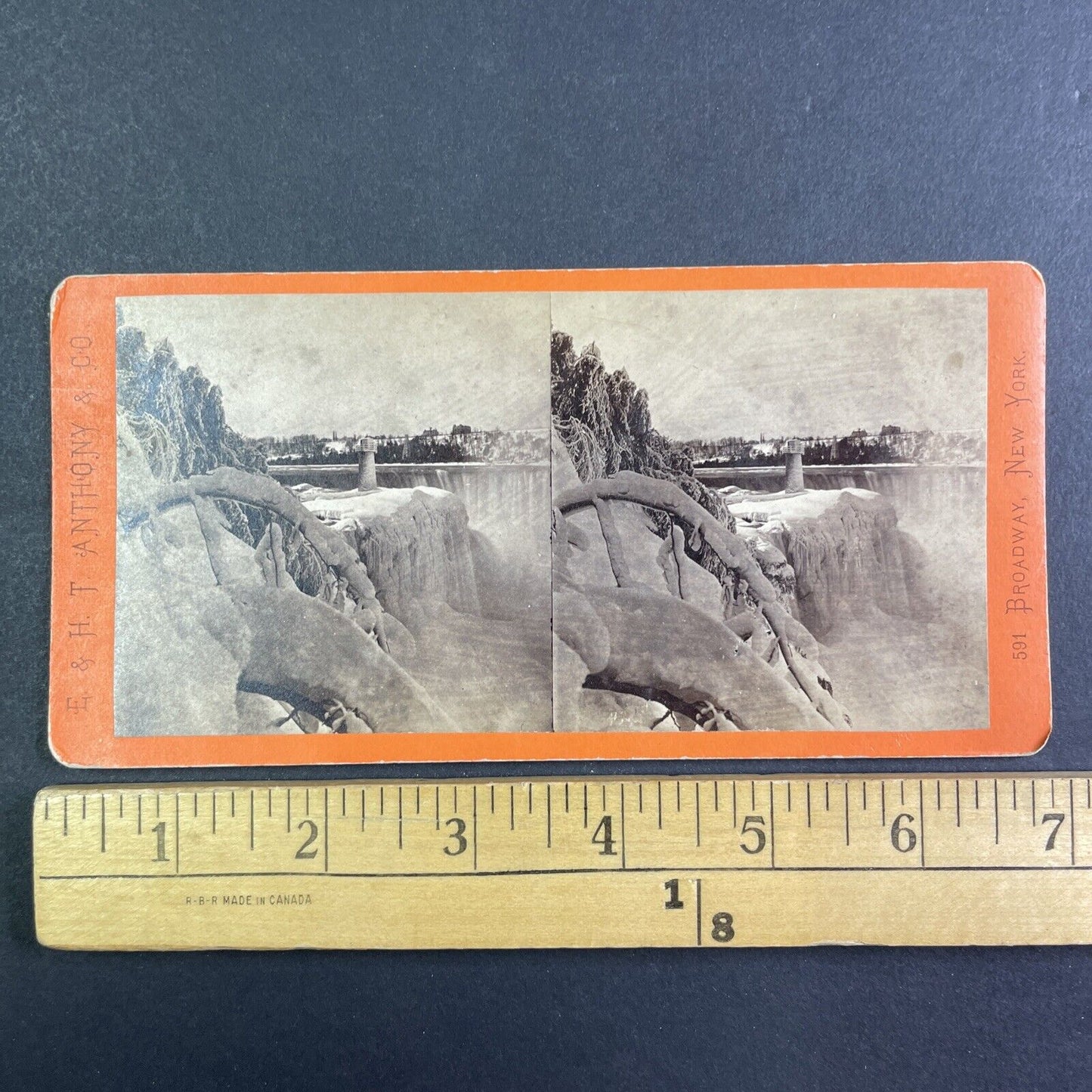 Terrapin Tower in Winter Niagara Falls Stereoview E & HT Anthony c1870s X1935