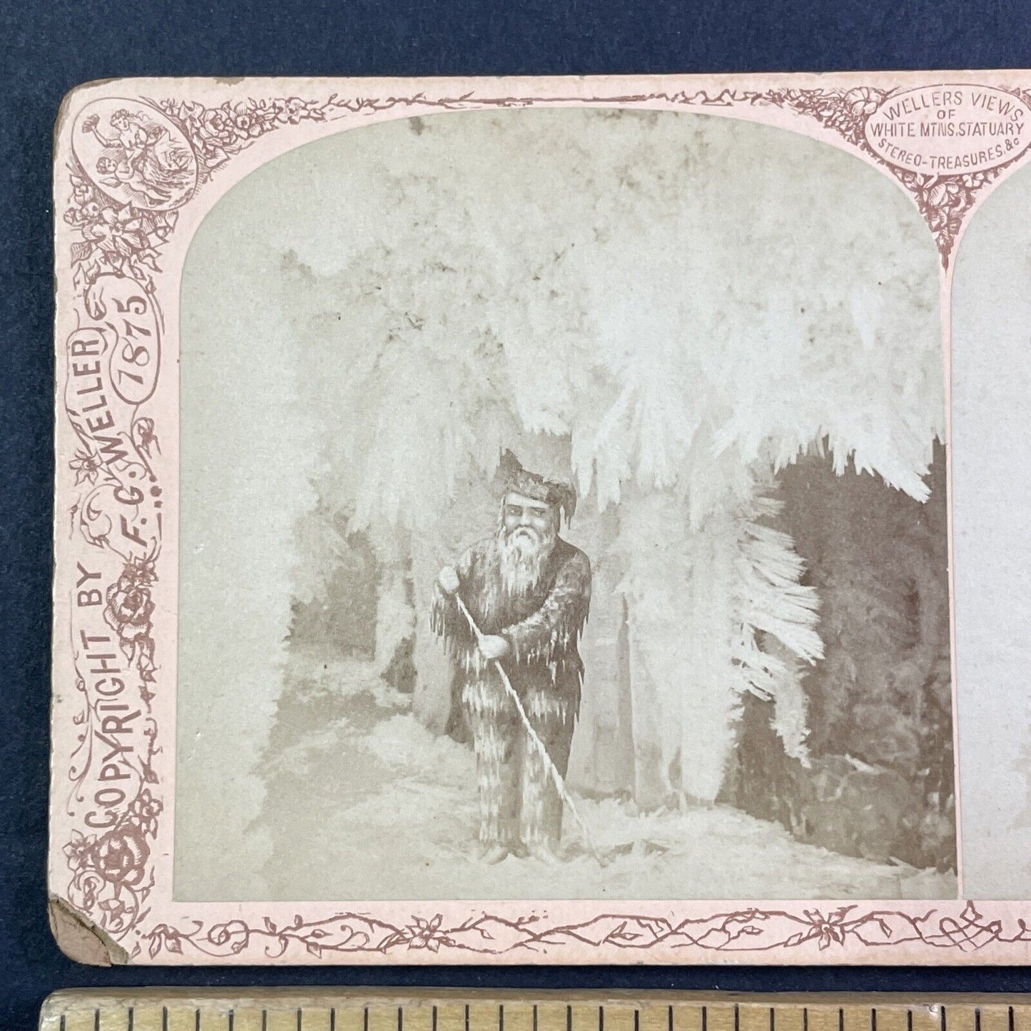 Cartoon Jack Frost In A Cave Stereoview F.G. Weller Antique c1875 X3632