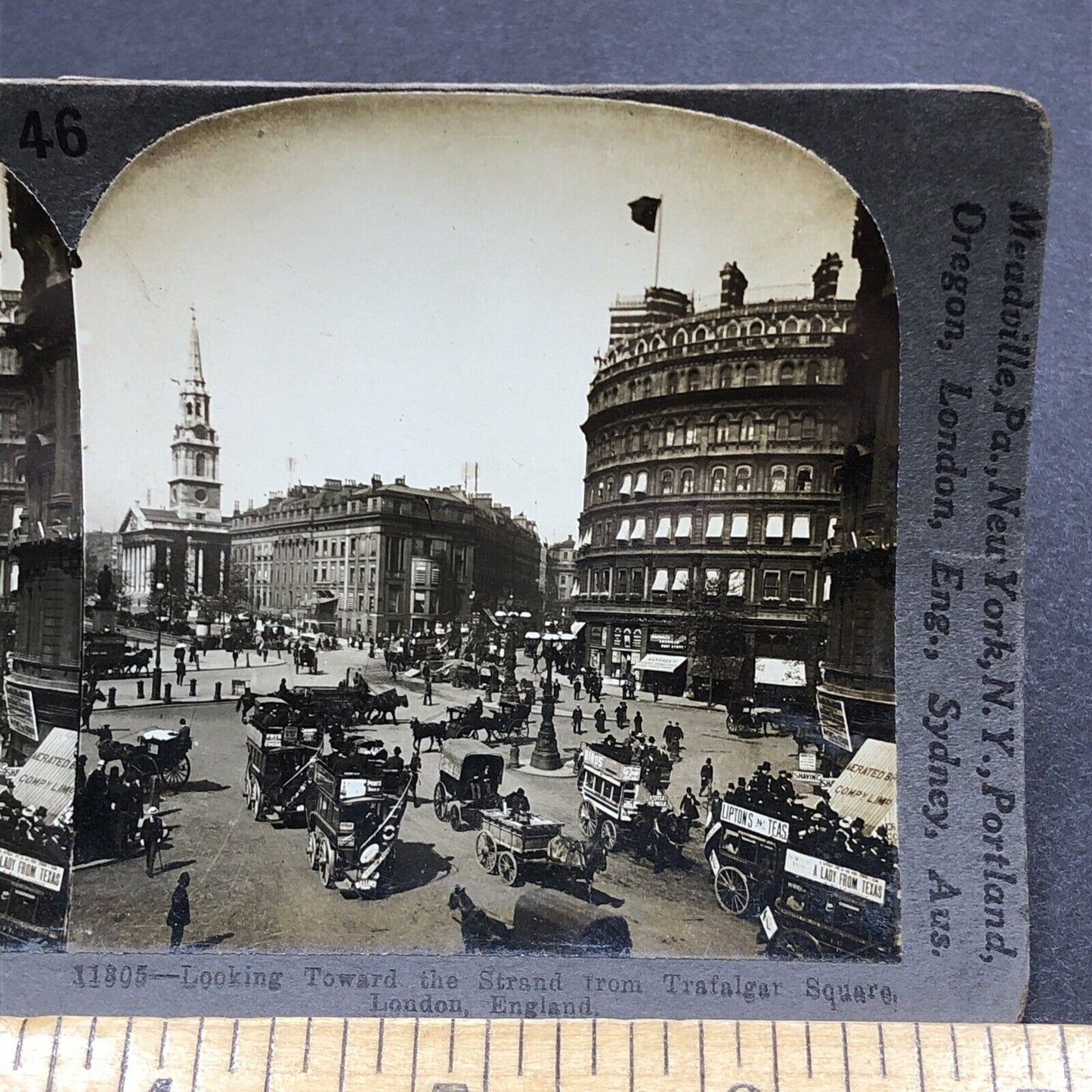 Antique 1904 Travelling Salesman & Carriages London Stereoview Photo Card P2044