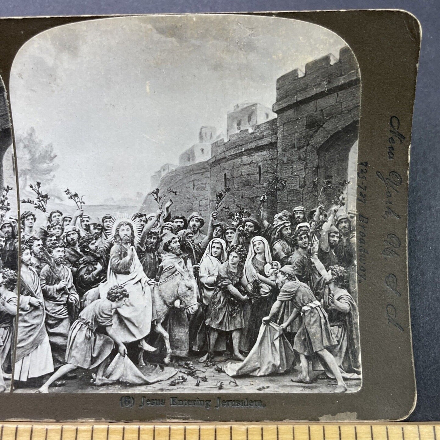 Antique 1880s Jesus Entering Jerusalem City Stereoview Photo Card P3129