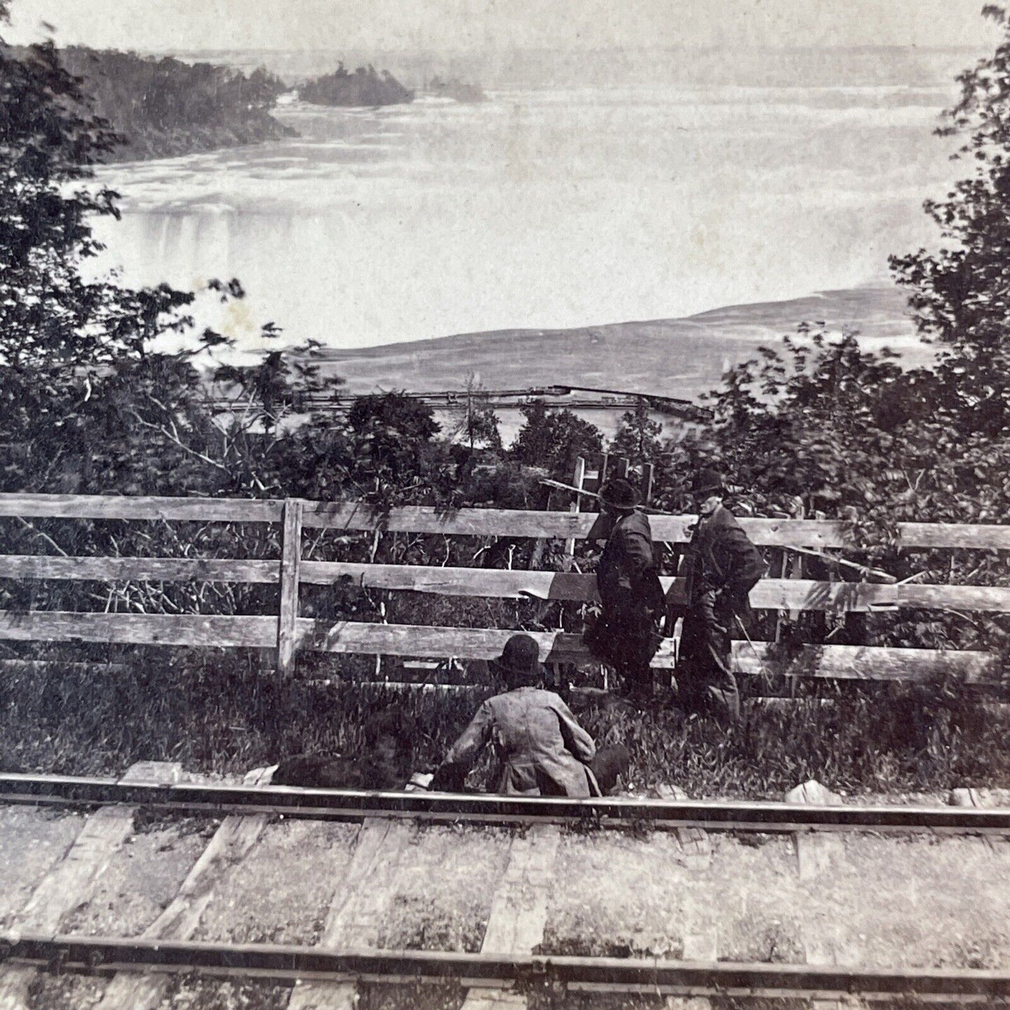 Niagara Falls from Michigan Central Railway Stereoview George Barker c1867 Y2410