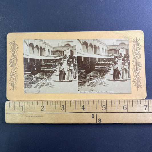 Grain Market Chihuahua Mexico Stereoview City View Antique c1880 X1545