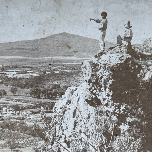 Antique 1900 Boy Tempts Fate Acambaro Mexico Stereoview Photo Card P1892