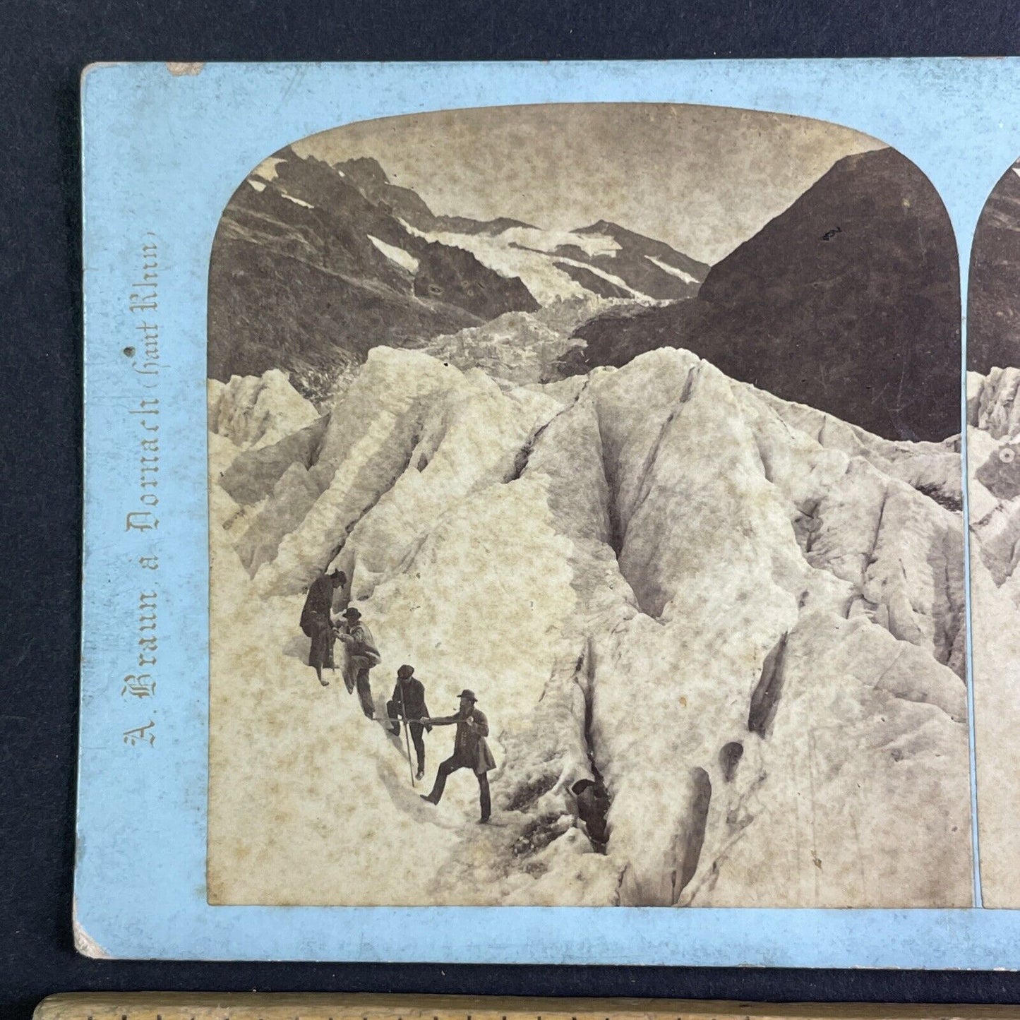 Lower Glacier Grindelwald Switzerland Stereoview Adolfe Braun Antique 1870 X3594