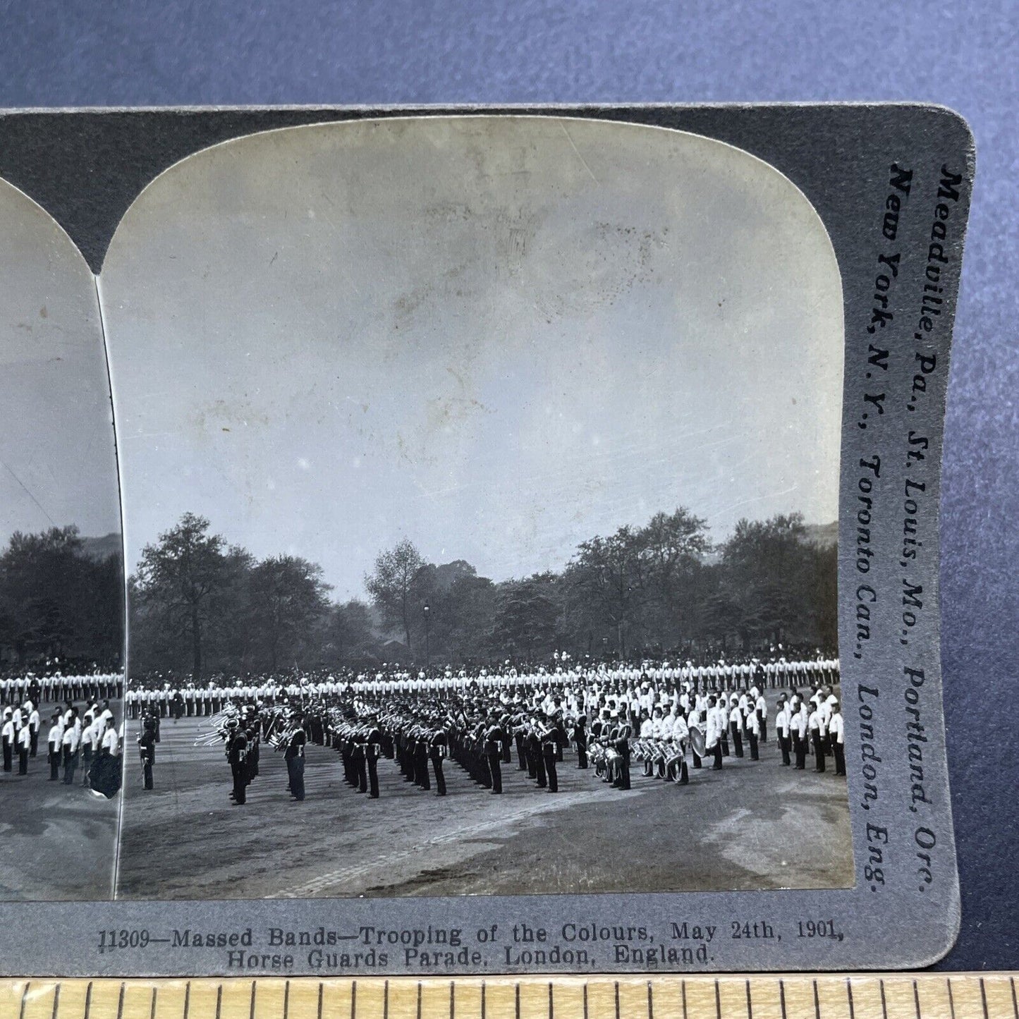 Antique 1901 Colour Guard Military Parade London UK Stereoview Photo Card V2884