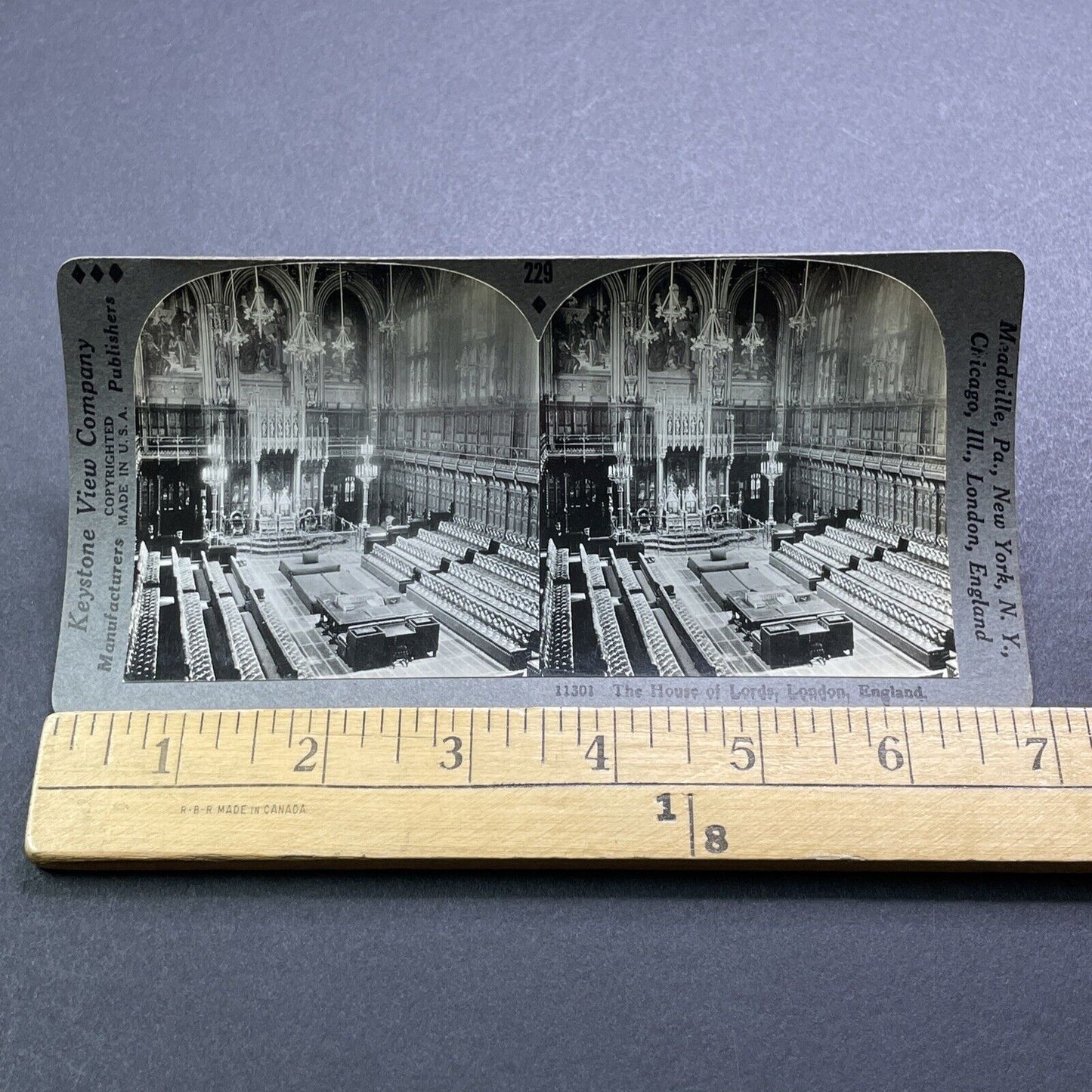 Antique 1920s The House Of Lords London England Stereoview Photo Card V2956