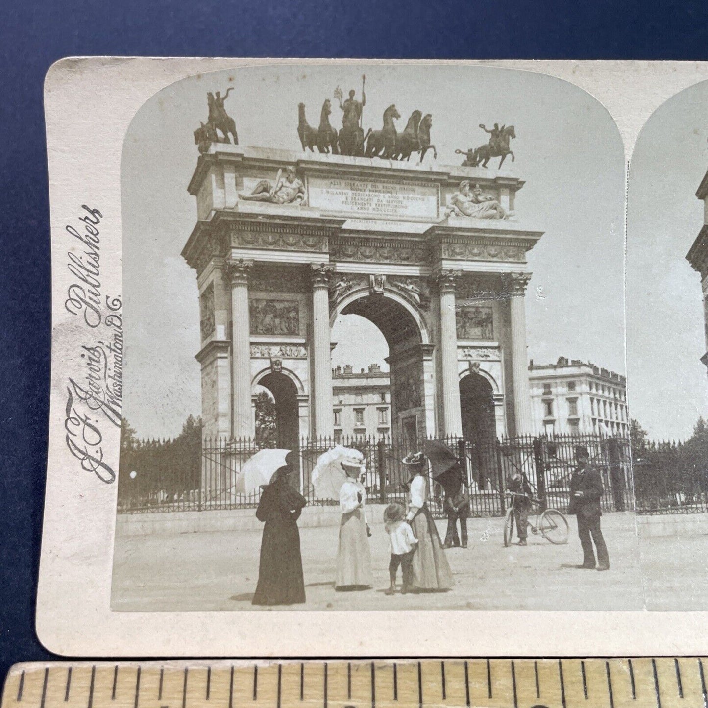 Antique 1890s Arch Of Peace Milan Italy Stereoview Photo Card P3846