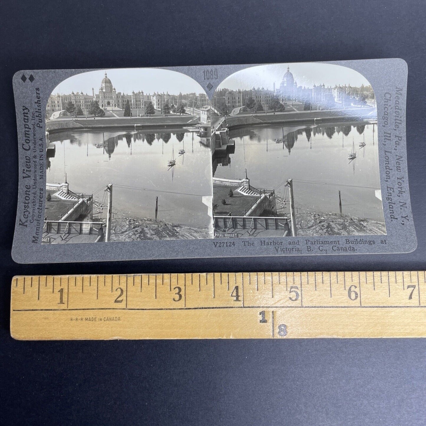 Antique 1903 Victoria BC Parliament Buildings Stereoview Photo Card PC883