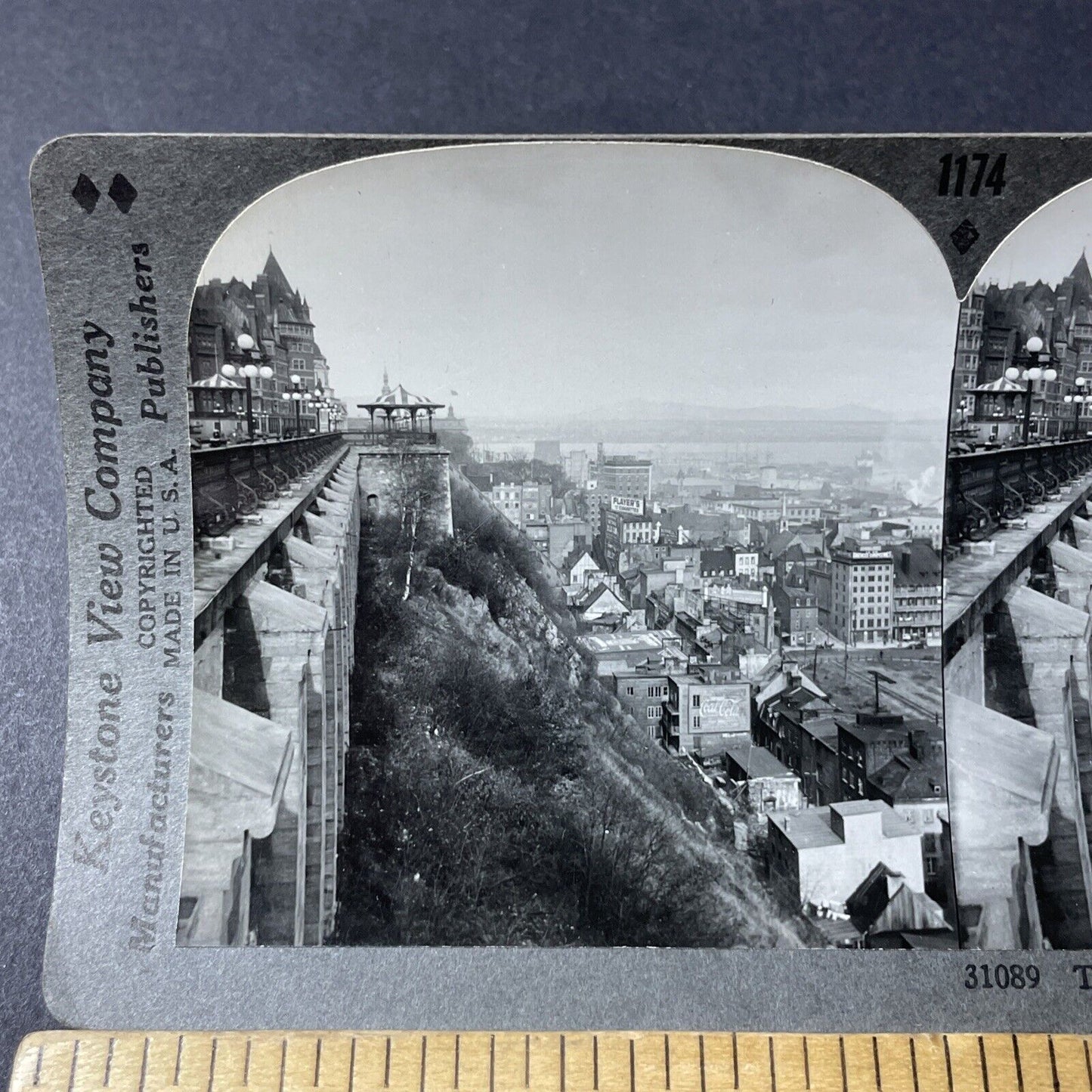 Antique 1920s Dufferin Terrace Old Quebec City Stereoview Photo Card V2620