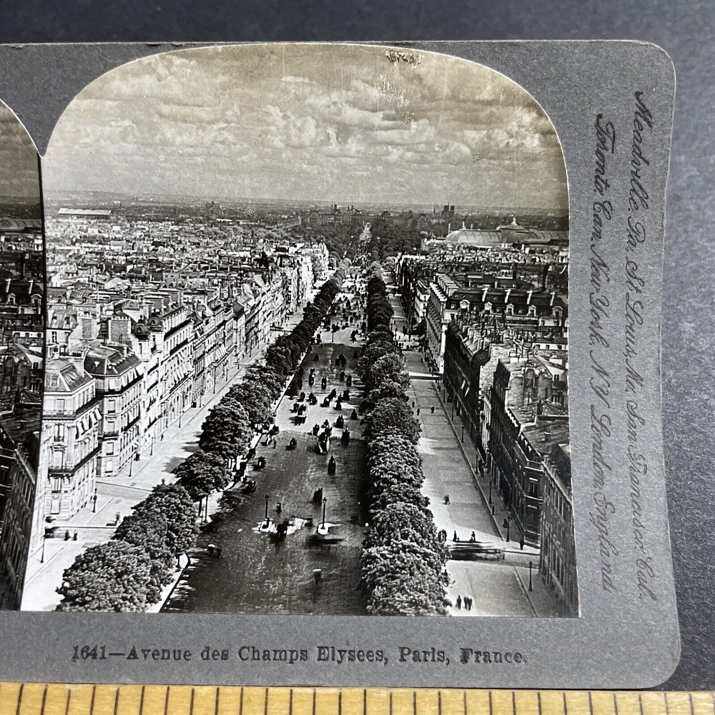 Antique 1900 The Main Street In Paris France Stereoview Photo Card P5138