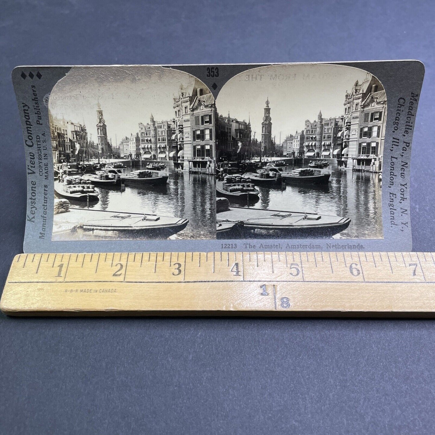 Antique 1932 Downtown Amsterdam Netherlands Holland Stereoview Photo Card P1908