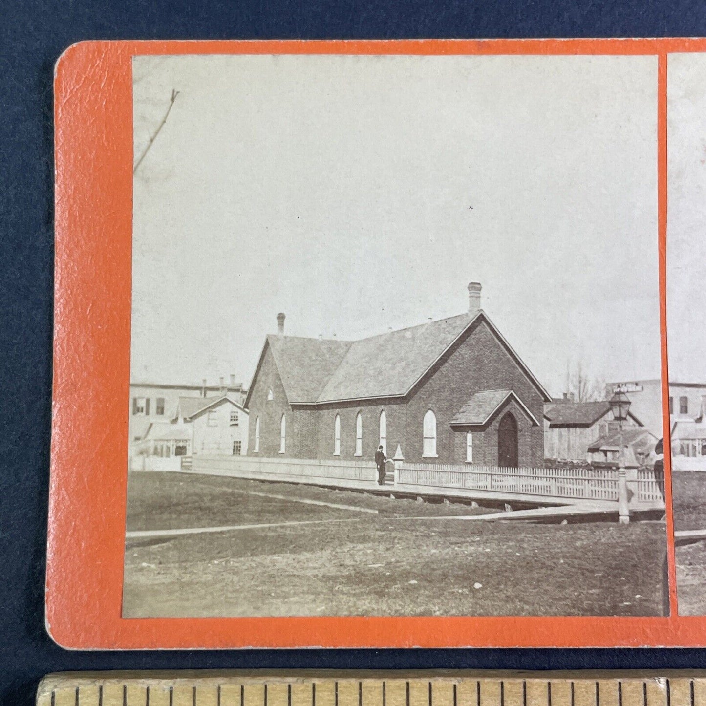 Church Building Walkerton Ontario Stereoview J.D. Barnes Antique c1860s X4182