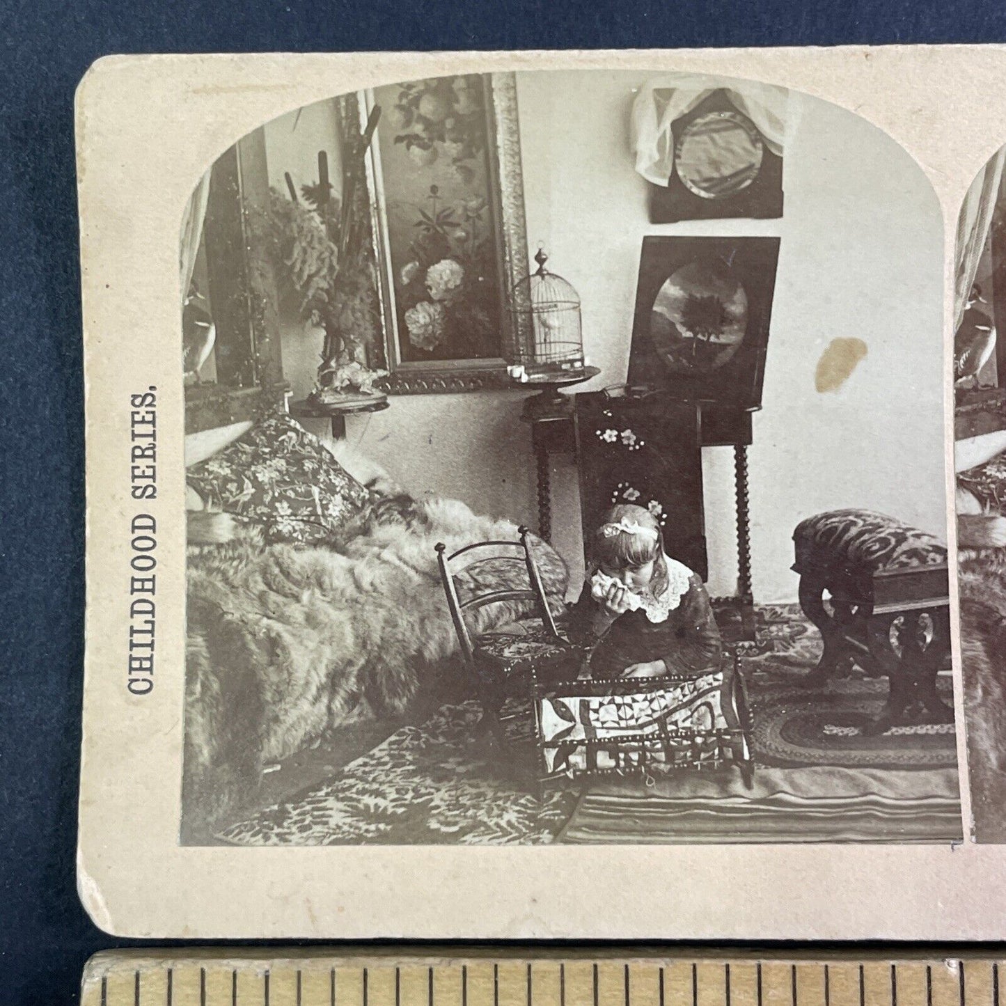 Typical Victorian Parlor Living Room Stereoview BW Kilburn Antique c1884 X4100